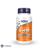 NOW Foods 5-HTP Двойная Сила, Double Strength 200 мг, 60 шт. вегетарианских капсул