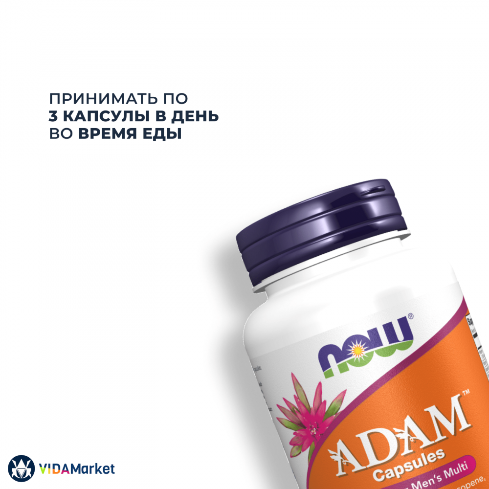 NOW Foods, ADAM (Адам) 90  Мультивитамины для Мужчин, 90 растительных капсул