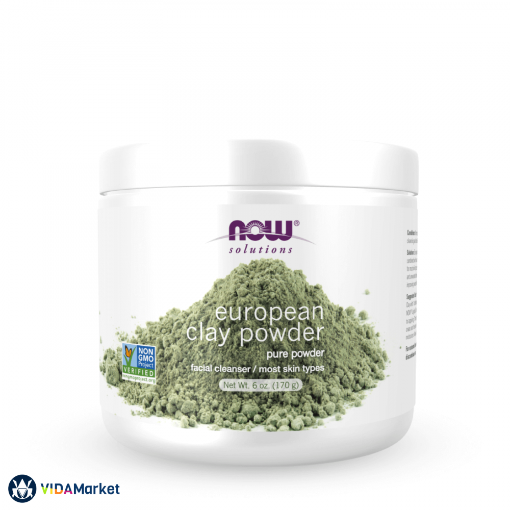 NOW Foods Solutions, Европейская глина, очищающее средство для Лица, 170 гр, порошок 