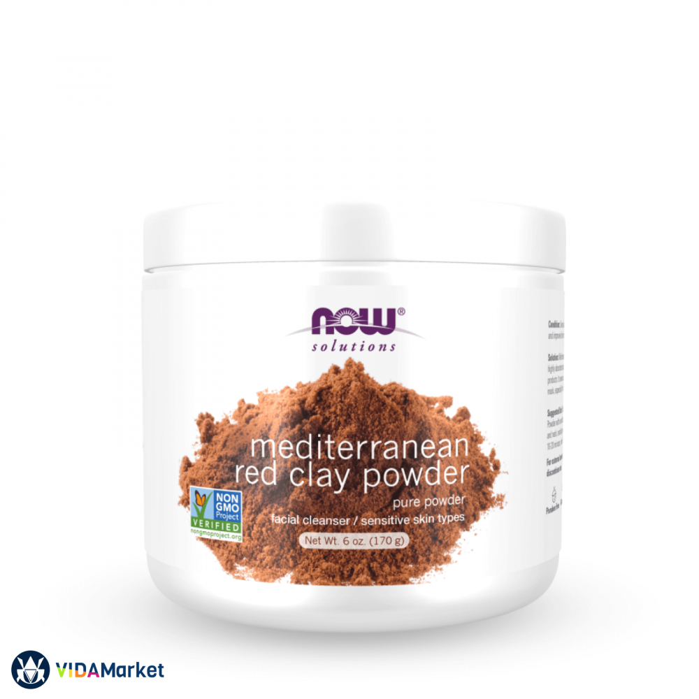 NOW Foods Solutions, Глина средиземноморская красная, 170 гр, порошок