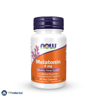 NOW Foods, Мелатонин (Melatonin) 5 мг, 60 растительных капсул, для улучшения сна