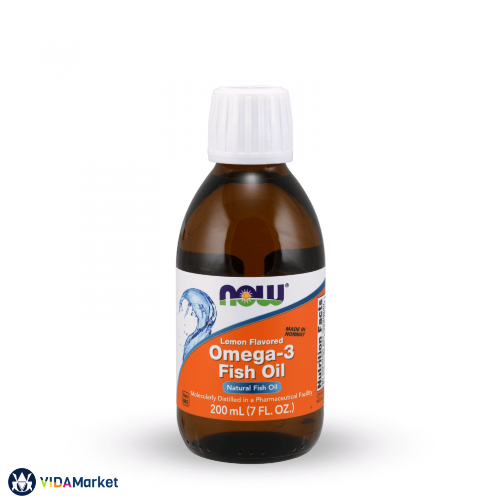 NOW Foods, рыбий жир жидкая омега-3, со вкусом лимона , 200 мл