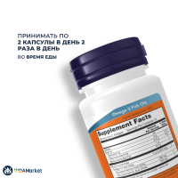 NOW Foods, Omega-3, Омега 3 1000 мг, 180 EPA / 120 DHA, 100 гелевых капсул