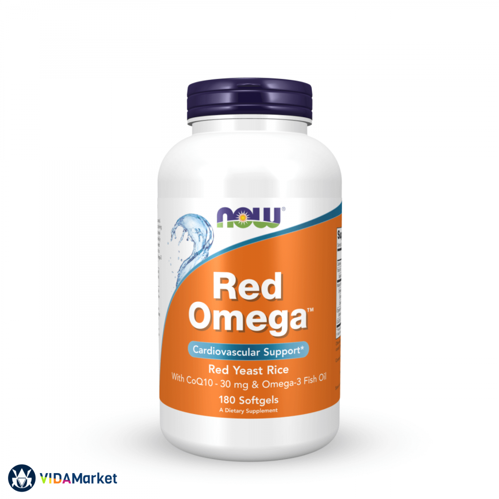 NOW Foods, Omega-3, Red Rice + Q10, Омега-3 Красный Рис + Q10 - 180 гелевых капсул